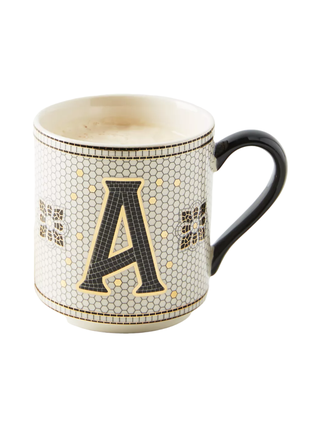 Anthropologie Bistro Tile Margot Monogram Mug