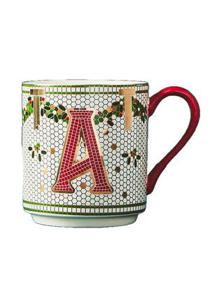 Bistro Festive Tile Stoneware Monogram Mug