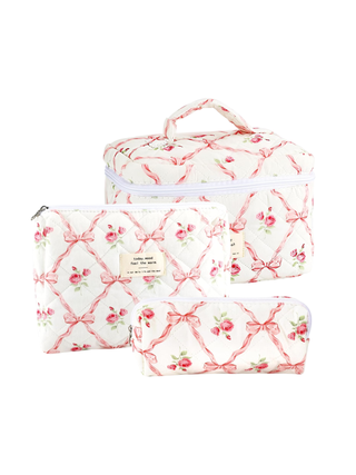 Urskytous 3Pcs Quilted Makeup Bag